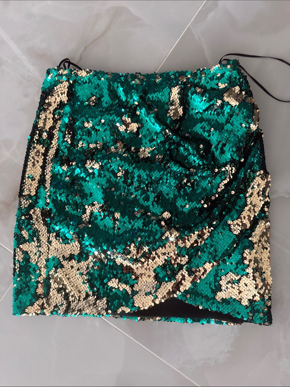 Topshop Teal and Gold Sequin Mini Skirt